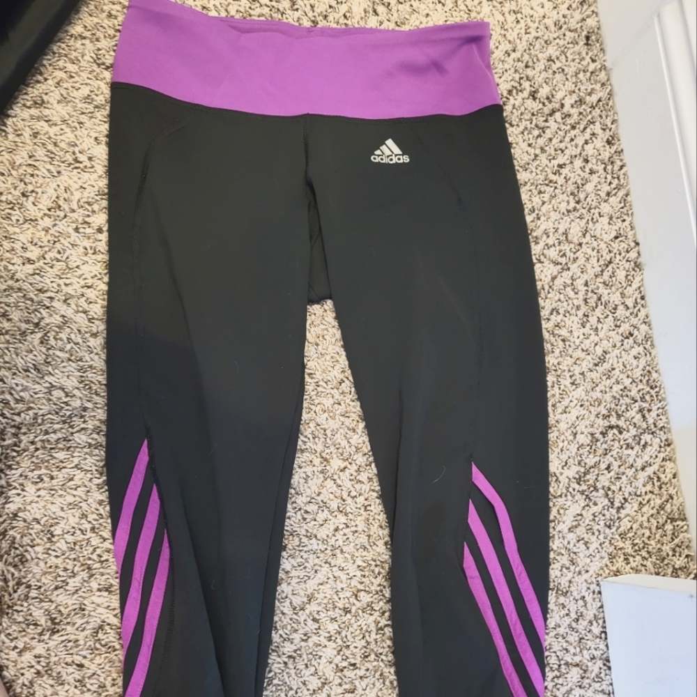 Adidas Medium Sports Leggings Black and Purple